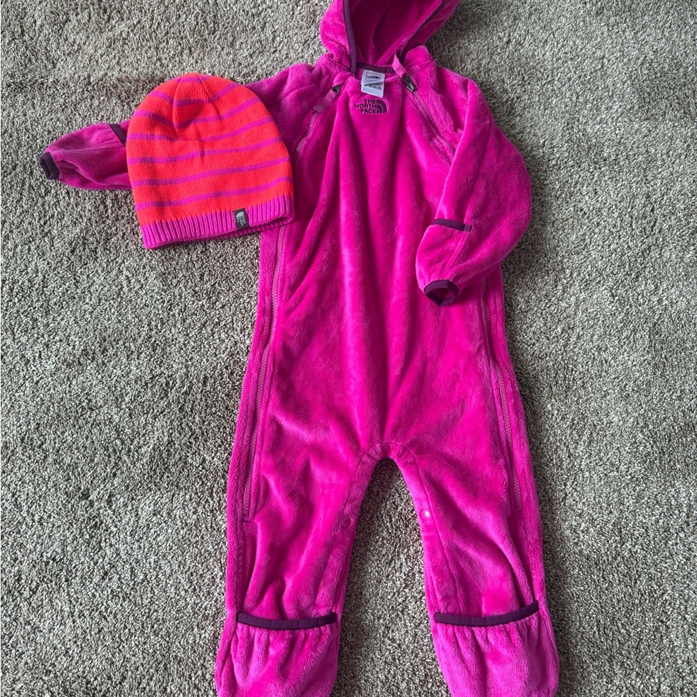 The North Face Pink Kids bunting with Reversible Hat